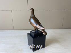 Bronze Pigeon Sculpture on a Black Marble Base after Landon Metz