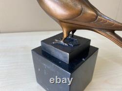 Bronze Pigeon Sculpture on a Black Marble Base after Landon Metz