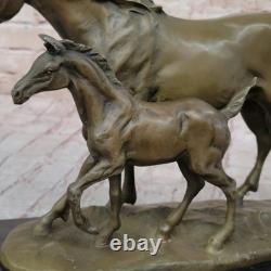 Bronze Pony Figurine Sculpture on Marble Animal Art Signed Milo