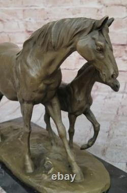 Bronze Pony Figurine Sculpture on Marble Animal Art Signed Milo