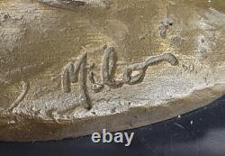 Bronze Pony Figurine Sculpture on Marble Animal Art Signed Milo