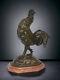 Bronze Rooster With Brown Patina On Marble Base Signed By D Alfred Barye 1839 / 1895