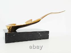 Bronze Sculpture A The Bird On Base In Marble 1970 Modernist 70s 1970s Signee