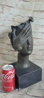 Bronze Sculpture Bust Tribute To Salvador Dali Signed On Socle Marble Case