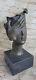 Bronze Sculpture Bust Tribute To Salvador Dali Signed On Marble Base Case