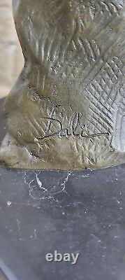 Bronze Sculpture Bust Tribute to Salvador Dali Signed on Marble Base Case