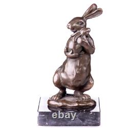 Bronze Sculpture Easter Bunny on Black Marble After Milo