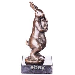 Bronze Sculpture Easter Bunny on Black Marble After Milo