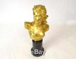 Bronze Sculpture Female Bust On Marble Base Signed Nineteenth Germain