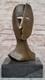 Bronze Sculpture Figurine Cubist Model Two Faces Marble Base Signed