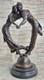 Bronze Sculpture Figurine Of A Dancing Couple, Signed, With Marble Base