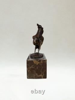 Bronze Sculpture Galloping Horse Signed Milo Marble Base 18cm