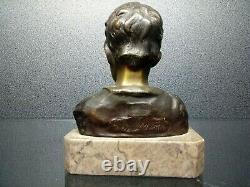 Bronze Sculpture Half''900 Signed From Martino Base In Marble