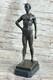 Bronze Sculpture Made Sale Low Marble Roman God Athletic Original Signed