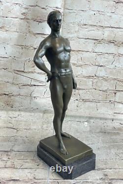 Bronze Sculpture Made Sale Low Marble Roman God Athletic Original Signed