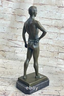 Bronze Sculpture Made Sale Low Marble Roman God Athletic Original Signed