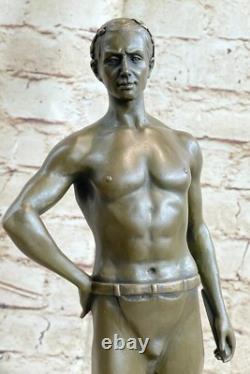 Bronze Sculpture Made Sale Low Marble Roman God Athletic Original Signed