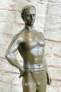Bronze Sculpture Made Sale Low Marble Roman God Athletic Original Signed