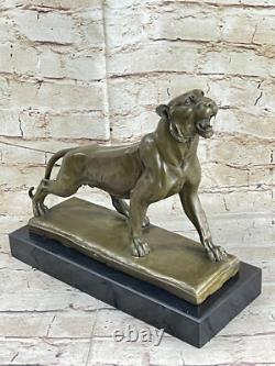 Bronze Sculpture Made of Marble Art Decoration Female Lion Lecourtier Signed