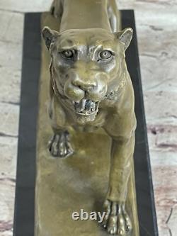 Bronze Sculpture Made of Marble Art Decoration Female Lion Lecourtier Signed