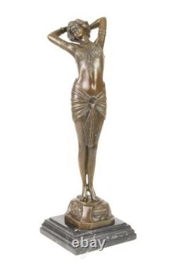 Bronze Sculpture Named Awakening Art Deco on Black Marble after Philips