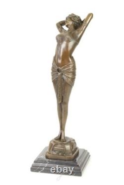 Bronze Sculpture Named Awakening Art Deco on Black Marble after Philips