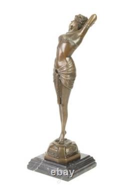 Bronze Sculpture Named Awakening Art Deco on Black Marble after Philips