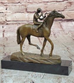 Bronze Sculpture Sale Animated Marble Horse With Jockey Original Signed