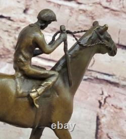 Bronze Sculpture Sale Animated Marble Horse With Jockey Original Signed