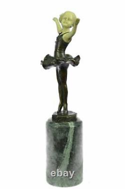 Bronze Sculpture Sale Signed Preiss Young Girl Ballerine Green Marble Statue