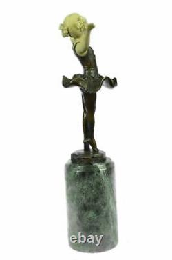 Bronze Sculpture Sale Signed Preiss Young Girl Ballerine Green Marble Statue