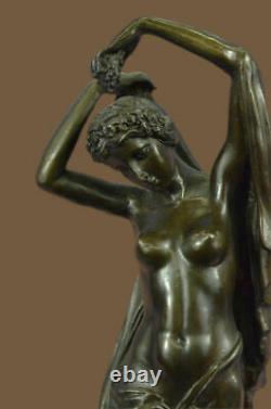 Bronze Sculpture Statue Fine Art Deco Marble Chair Girl Signed Figure Nr