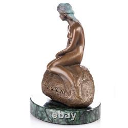 Bronze Sculpture The Little Mermaid on Marble after Edvard Eriksen