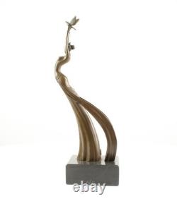 Bronze Sculpture Woman Releasing the Bird on a Marble Base after Antonitte