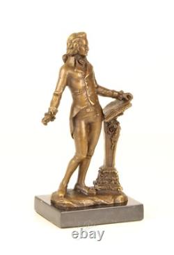 Bronze Sculpture of Composer Beethoven on a Marble Base After Milo