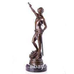 Bronze Sculpture of David on a Black Marble Base after Antonin Mercier