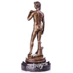 Bronze Sculpture of David on a Black Marble Base after Michelangelo