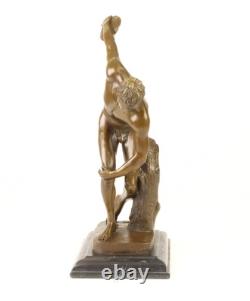 Bronze Sculpture of Discobolus by Myron on Black Marble after Myron