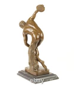 Bronze Sculpture of Discobolus by Myron on Black Marble after Myron