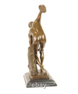 Bronze Sculpture of Discobolus by Myron on Black Marble after Myron