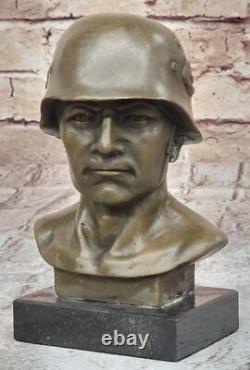 Bronze Sculpture of German Soldier Fisher Signed in Marble Figure Gift