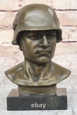 Bronze Sculpture of German Soldier Fisher Signed in Marble Figure Gift