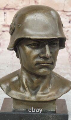 Bronze Sculpture of German Soldier Fisher Signed in Marble Figure Gift