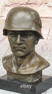 Bronze Sculpture of German Soldier Fisher Signed in Marble Figure Gift