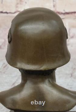 Bronze Sculpture of German Soldier Fisher Signed in Marble Figure Gift