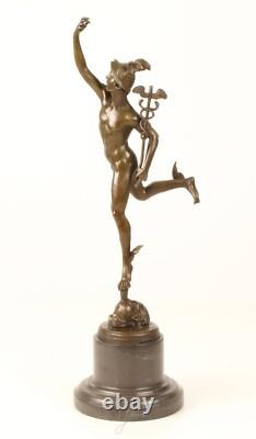 Bronze Sculpture of Mercury on Marble Base after Giovanni Bologna