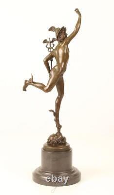 Bronze Sculpture of Mercury on Marble Base after Giovanni Bologna