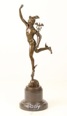 Bronze Sculpture of Mercury on a Black Marble Base after Giambologna