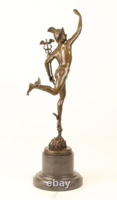 Bronze Sculpture of Mercury on a Black Marble Base after Giambologna