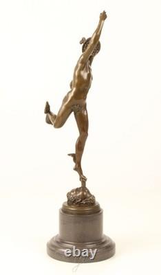 Bronze Sculpture of Mercury on a Black Marble Base after Giambologna